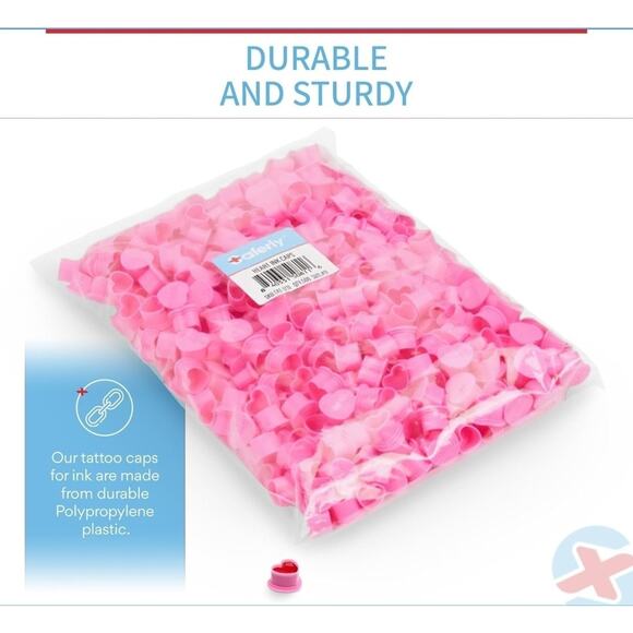 Large Heart Tattoo Ink Caps, Tattooing Base, Disposable Pigment Holder 500, Pink - Picture 2 of 2